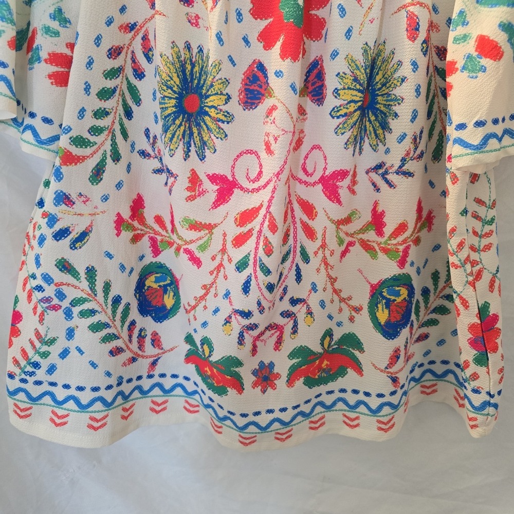 Flying Tomato Floral Off The Shoulder Top Textured Boho-chic Bell Sleeves Sz L - Picture 4 of 11